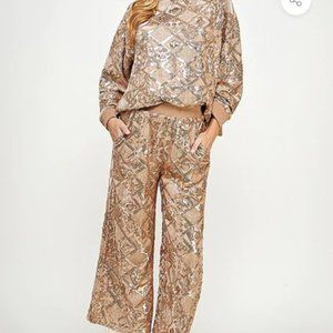 Seen and Be Seen Gold Sequins and Velvet sweat set